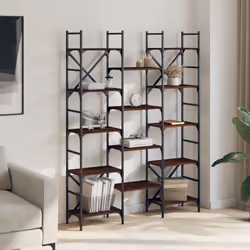 vidaXL Bookshelf Bookcase Storage Rack Cabinet Book Shelf Engineered Wood - brown oak, 127.5 x 28.5 x 172.5 cm - Additional view 2