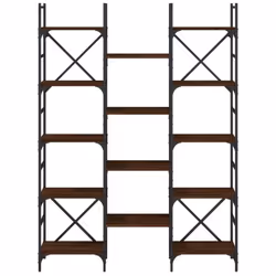 vidaXL Bookshelf Bookcase Storage Rack Cabinet Book Shelf Engineered Wood - brown oak, 127.5 x 28.5 x 172.5 cm - Additional view 4