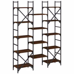 vidaXL Bookshelf Bookcase Storage Rack Cabinet Book Shelf Engineered Wood - brown oak, 127.5 x 28.5 x 172.5 cm - Additional view 6
