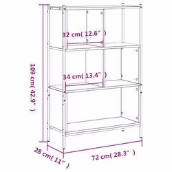 vidaXL Bookcase Bookshelf Storage Cabinet Shelving Unit Rack Engineered Wood - black - Additional view 10