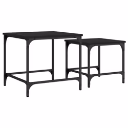 vidaXL Nesting Coffee Tables Hallway Table Nesting Table 2 pcs Engineered Wood - black