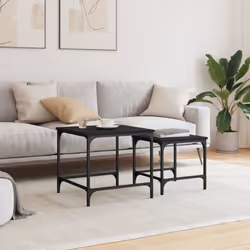 vidaXL Nesting Coffee Tables Hallway Table Nesting Table 2 pcs Engineered Wood - black