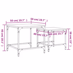 vidaXL Nesting Coffee Tables Hallway Table Nesting Table 2 pcs Engineered Wood - smoked oak - Additional view 10