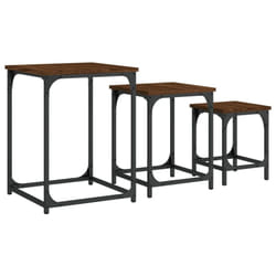 vidaXL Nesting Coffee Tables Hallway Table Nesting Table 3 pcs Engineered Wood - brown oak