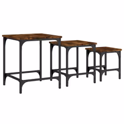 vidaXL Nesting Coffee Tables Nesting Table Side Table 3 pcs Engineered Wood - smoked oak