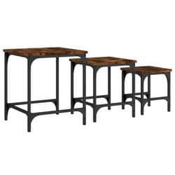 vidaXL Nesting Coffee Tables Nesting Table Side Table 3 pcs Engineered Wood - smoked oak