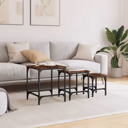 vidaXL Nesting Coffee Tables Nesting Table Side Table 3 pcs Engineered Wood - smoked oak