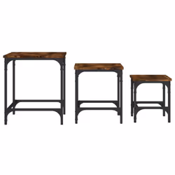 vidaXL Nesting Coffee Tables Nesting Table Side Table 3 pcs Engineered Wood - smoked oak - Additional view 4