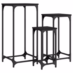vidaXL Nesting Side Tables Coffee Table Nesting Table 3 pcs Engineered Wood - black