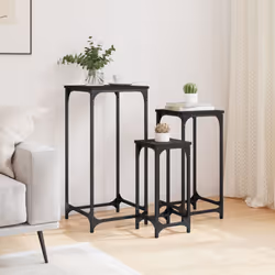 vidaXL Nesting Side Tables Coffee Table Nesting Table 3 pcs Engineered Wood - black