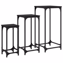 vidaXL Nesting Side Tables Coffee Table Nesting Table 3 pcs Engineered Wood - black - Additional view 6