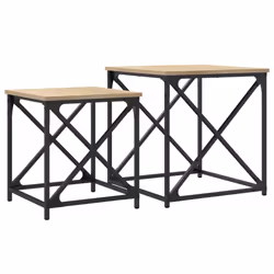 vidaXL Nesting Coffee Tables Nesting Table Side Table 2 pcs Engineered Wood - sonoma oak - Additional view 6