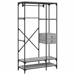 vidaXL Wardrobe with Drawers Closet Clothes Storage Cabinet Engineered Wood - grey sonoma