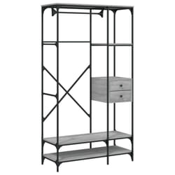 vidaXL Wardrobe with Drawers Closet Clothes Storage Cabinet Engineered Wood - grey sonoma