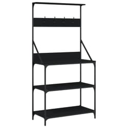 vidaXL Baker's Rack with Hooks 4-Tier Kitchen Microwave Stand Engineered Wood - black