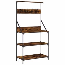 vidaXL Baker's Rack with Hooks 4-Tier Kitchen Microwave Stand Engineered Wood - smoked oak