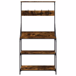 vidaXL Baker's Rack with Hooks 4-Tier Kitchen Microwave Stand Engineered Wood - smoked oak - Additional view 4