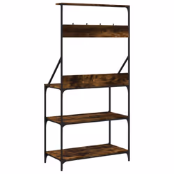vidaXL Baker's Rack with Hooks 4-Tier Kitchen Microwave Stand Engineered Wood - smoked oak - Additional view 6