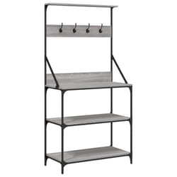 vidaXL Baker's Rack with Hooks 4-Tier Kitchen Microwave Stand Engineered Wood - grey sonoma