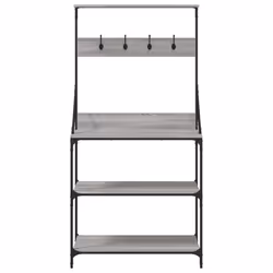 vidaXL Baker's Rack with Hooks 4-Tier Kitchen Microwave Stand Engineered Wood - grey sonoma - Additional view 4