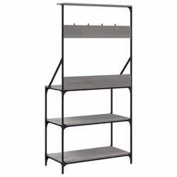 vidaXL Baker's Rack with Hooks 4-Tier Kitchen Microwave Stand Engineered Wood - grey sonoma - Additional view 6