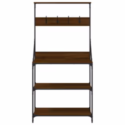 vidaXL Baker's Rack with Hooks 4-Tier Kitchen Rack Brown Oak Engineered Wood - Additional view 4
