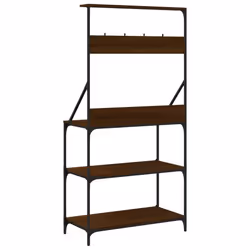 vidaXL Baker's Rack with Hooks 4-Tier Kitchen Rack Brown Oak Engineered Wood - Additional view 6