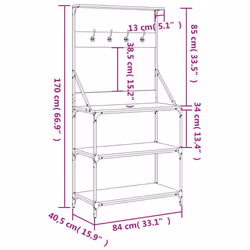 vidaXL Baker's Rack with Hooks 4-Tier Kitchen Rack Brown Oak Engineered Wood - Additional view 9
