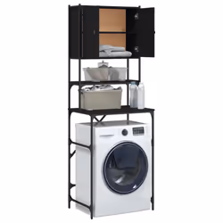 vidaXL Washing Machine Cabinet Laundry Room Cabinet Shelf Engineered Wood - black - Additional view 5