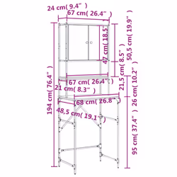 vidaXL Washing Machine Cabinet Laundry Room Cabinet Shelf Engineered Wood - smoked oak