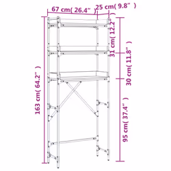 vidaXL Washing Machine Shelf Laundry Room Cabinet Toilet Rack Engineered Wood - black - Additional view 10