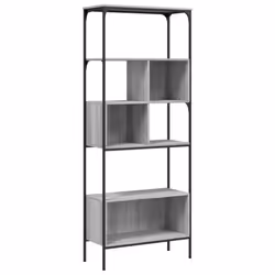 vidaXL Bookcase 5-Tier Bookshelf Storage Rack Side Cabinet Engineered Wood - grey sonoma