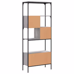 vidaXL Bookcase 5-Tier Bookshelf Storage Rack Side Cabinet Engineered Wood - grey sonoma - Additional view 6