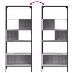 vidaXL Bookcase 5-Tier Bookshelf Storage Rack Side Cabinet Engineered Wood - grey sonoma - Additional view 7