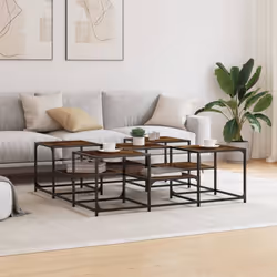 vidaXL Coffee Table Hallway Tea Side End Table Sofa Table Engineered Wood - smoked oak, 121 x 121 x 40 cm - Additional view 2