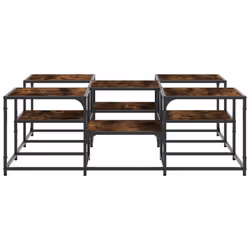 vidaXL Coffee Table Hallway Tea Side End Table Sofa Table Engineered Wood - smoked oak, 121 x 121 x 40 cm - Additional view 5