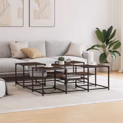 vidaXL Coffee Table Hallway Tea Side End Table Sofa Table Engineered Wood - brown oak, 121 x 121 x 40 cm - Additional view 2