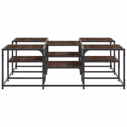 vidaXL Coffee Table Hallway Tea Side End Table Sofa Table Engineered Wood - brown oak, 121 x 121 x 40 cm - Additional view 5
