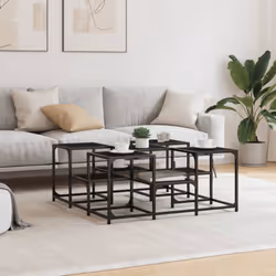 vidaXL Coffee Table Hallway Tea Side End Table Sofa Table Engineered Wood - black, 91 x 91 x 40 cm - Additional view 2