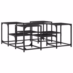 vidaXL Coffee Table Hallway Tea Side End Table Sofa Table Engineered Wood - black, 91 x 91 x 40 cm - Additional view 6