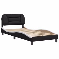vidaXL Bed Frame with Headboard Black and White 135x190 cm Double Faux Leather - black and white, single