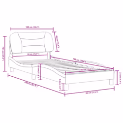 vidaXL Bed Frame with Headboard Black and White 135x190 cm Double Faux Leather - black and white, single