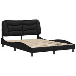 vidaXL Bed Frame with Headboard Black and White 135x190 cm Double Faux Leather - black, 4ft6 double