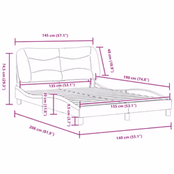 vidaXL Bed Frame with Headboard Black and White 135x190 cm Double Faux Leather - black and white, 4ft6 double