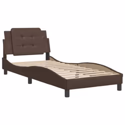 vidaXL Bed Frame with Headboard Bed Black and White 120x200 cm Faux Leather - brown, 80 x 200 cm - Additional view 2
