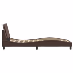 vidaXL Bed Frame with Headboard Bed Black and White 120x200 cm Faux Leather - brown, 80 x 200 cm - Additional view 4