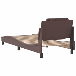 vidaXL Bed Frame with Headboard Bed Black and White 120x200 cm Faux Leather - brown, 80 x 200 cm - Additional view 5