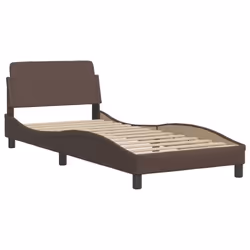 vidaXL Bed Frame with Headboard Bed Black and White 120x200 cm Faux Leather - brown, 80 x 200 cm - Additional view 6