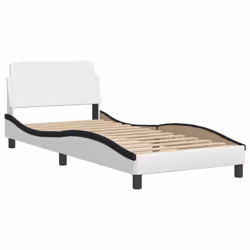 vidaXL Bed Frame with Headboard Bed Base Bedstead White 80x200 cm Faux Leather - white and black, 80 x 200 cm - Additional view 6