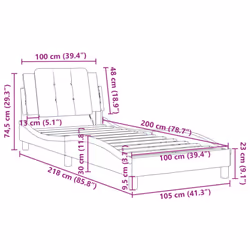 vidaXL Bed Frame with Headboard Bed Black and White 120x200 cm Faux Leather - black and white, 100 x 200 cm - Additional view 3